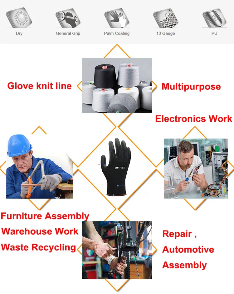 12 Pairs/ 24pcs Knitted Safety Work Gloves Construction Security Garden Rubber Glove Industrial Working Gloves Supplier