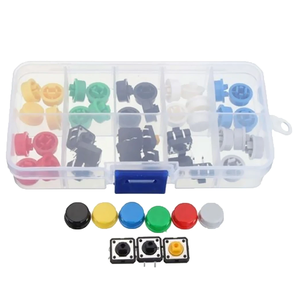 53pcs Momentary Tactile Tact Push Button Switch and Round Key Caps