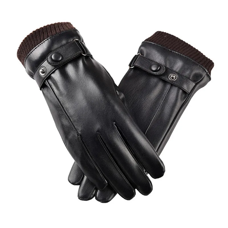 YELITE Fashion Gloves Men Womens Leather Gloves Autumn Winter Warm Touch Screen Full Finger Black Gloves Waterproof Winter