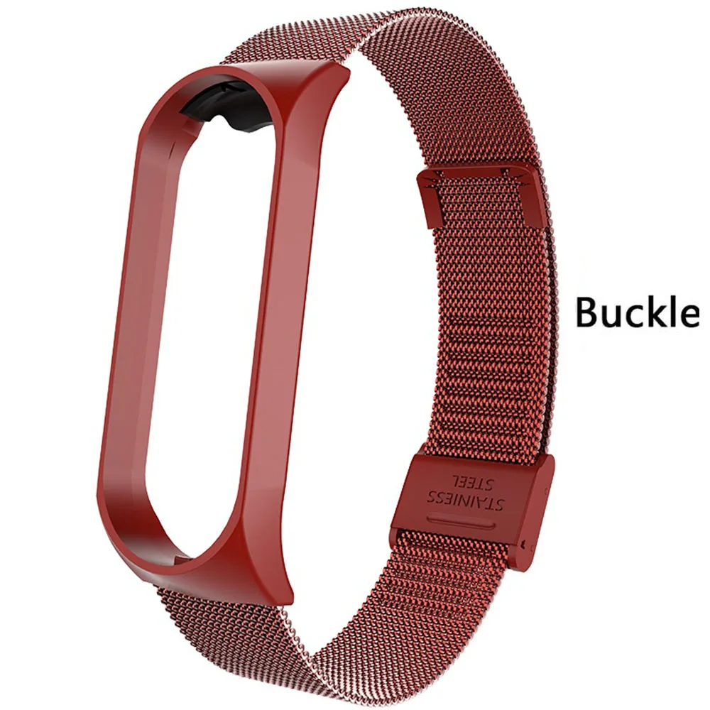 Buckle Red Rovtop ремешок для Xiaomi mi Band 3 mi Band 3 ремешок для Xiaomi mi band 3 браслет для Xiaomi mi 3 магнитный металлический браслет из нержавеющей стали - Цвет: Buckle Red