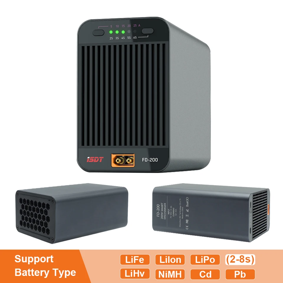 ISDT FD-200 Lipoバッテリー放電器セット ISDT FD-200 200 ワット 25A サポート 2-8S リポバッテリーワイヤレス