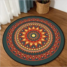 AOVOLL коврик для гостиной, Винтажный Оранжевый Зеленый нескользящий круглый коврик для детской комнаты, аксессуары для гостиной