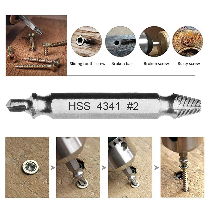 Damaged Screw Extractor And Remove Set/Easily Remove Stripped Or Damaged Screws/Kit Of 4 Stripped Screw Removers- For Removing