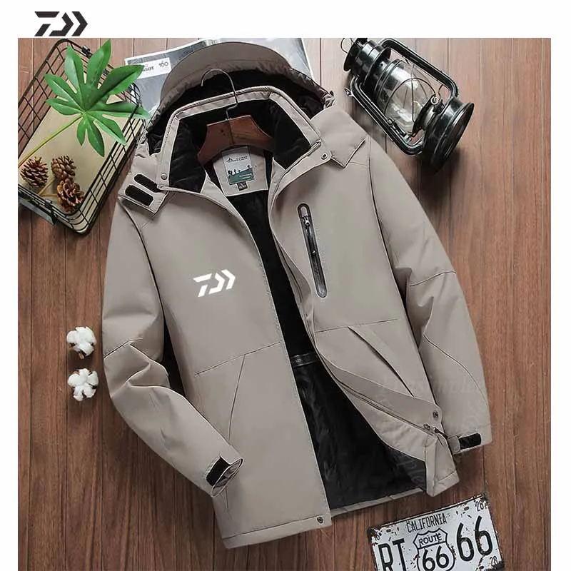Jaqueta de Pesca à Prova de Vento Acampamento ao ar Roupas de Pesca Jaqueta de Inverno dos Homens Daiwa Pesca Outono Inverno Engrossar Livre Tamanho Grande L-9xl 9 Daiwa pesca outono inverno jaqueta de pesca