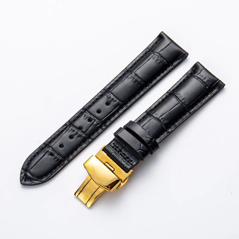 see chart Correa de cuero curvo геча a mano, 14, 16, 18, 19, 20, 21 мм para Tisssot correa de reloj correa de acero hebilla pulsera de muñeca - Цвет ремешка: see chart