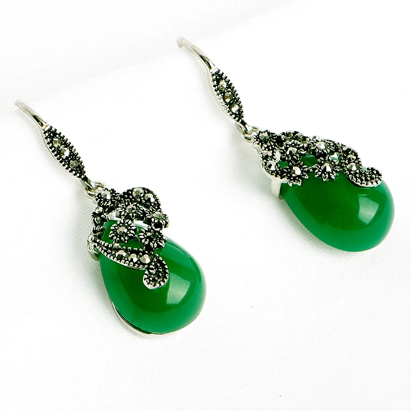 925 Silver Earrings Water Drop Shape Emerald Ruby Gemstones Jewellery Ornaments for Women Wedding drop earrings silver jewelry dome teardrop earrings