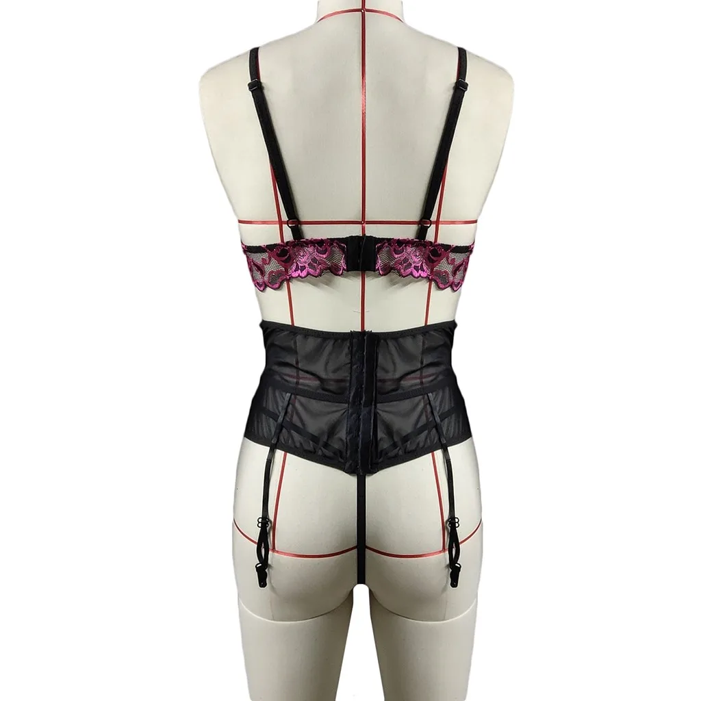 Женское кружевное нижнее белье большие размеры с вышивкой без косточек