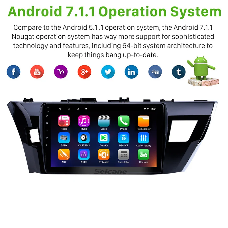 Best Seicane 10.1 Inch Android 9.0 Car Radio Head Unit Player For 2013-2015 Toyota Corolla with Bluetooth USB WIFI GPS Navigation 4