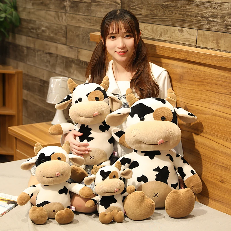 1PC 30/40/50/65CM Cartoon Milk Cow Plush Toys Cute Simulation Cattle Stuffed Animals Doll Soft Pillow for Kids Christmas Gifts