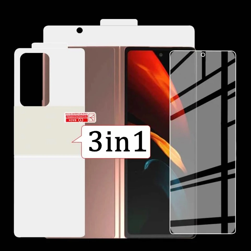 50Pcs 3 in1 Full Cover Soft Hydrogel Film Case For Samsung Galaxy Z Fold 3 2 ​Front Back Screen Protector Camera Film Not Glass