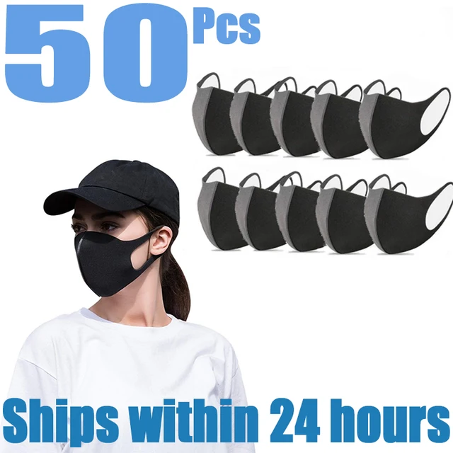 US $8.49  50pc PM2.5 Filter Anti Pollution Washable Reusable Mouth Mask Unisex Face Maska For Allergy/Asthma/