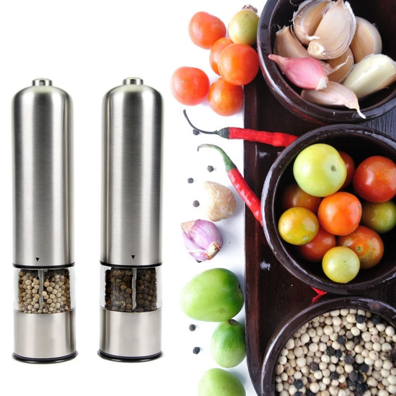 

Stainless Steel Grain Mill Electric Salt Pepper Mill Spice Grinder Muller Kitchen Tool Condimento Conteiner Kitchen Accessories