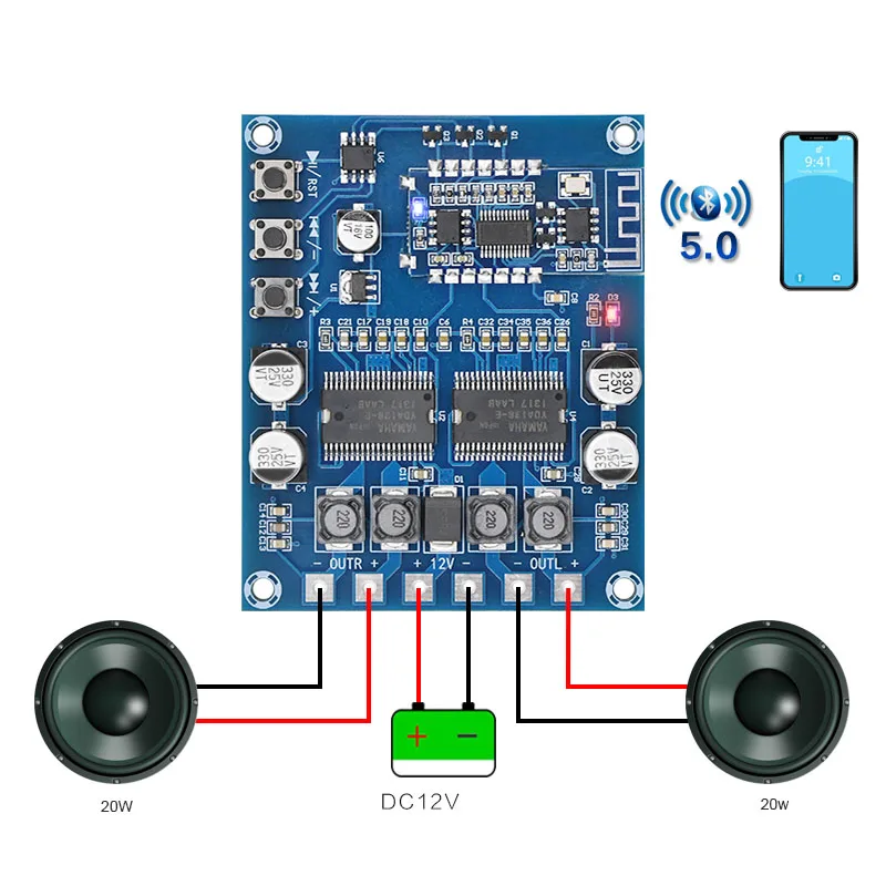 Lusya HIFI Bluetooth 5,0 Yamaha цифровой усилитель звука YDA138-E стерео усилитель 20WX2 двухъядерный обновленный домашний кинотеатр T1048