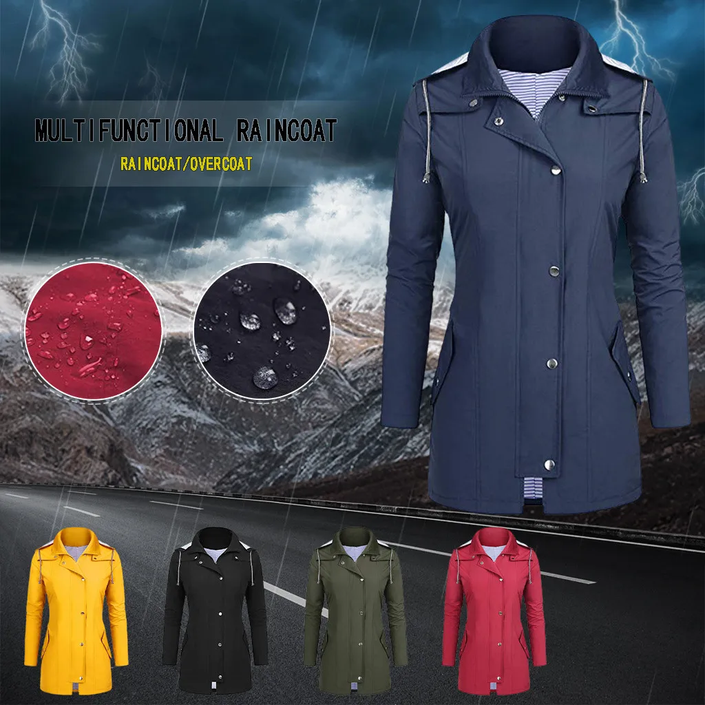 Водонепроницаемые уличные женские походные куртки больших размеров, дождевики, куртки с капюшоном, дождевик, ветрозащитная верхняя одежда для кемпинга на осень