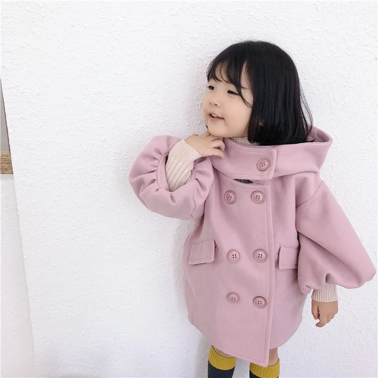 New winter Korean style personality wild long section warm thick woolen loosen hooded jacket outerwear for girls