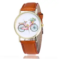 Милые женские часы-браслет с узором в виде велосипеда, кварцевые наручные часы с кожаным ремешком для детей, подарки, ЖЕНСКИЕ НАРЯДНЫЕ часы