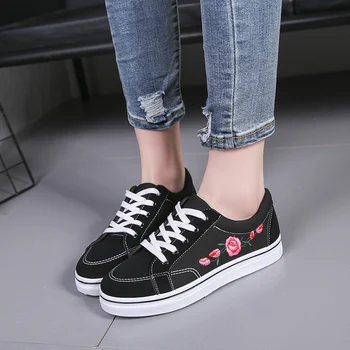 

Spring Women's Shoes New Espadrilles Ladies Fashion Embroidered Casual Sneakers Lace-up Outdoor Walking Flat Veneer Shoes U17-69