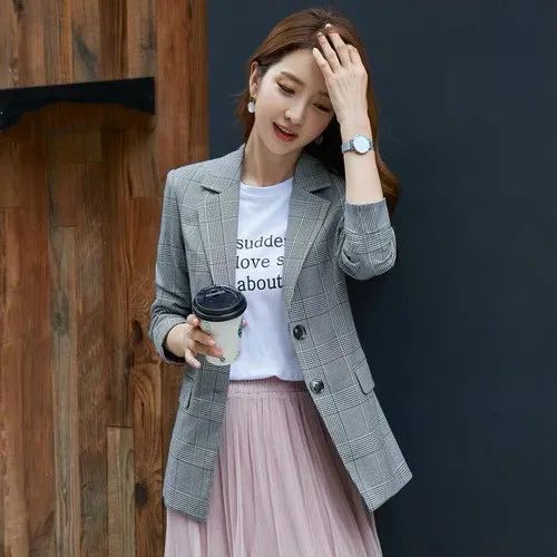 2019 Spring Autumn Korean Version Fashion Wind Popular Single Breasted Female Elegant Temperament Self Cultivation Woman Suits