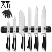 XYj, 7 шт., набор кухонных ножей для приготовления пищи, магнитный держатель для ножей, 8 '', нож для нарезки хлеба, 7'', Santoku, 5 '', универсальный, 3,5'', ножи для очистки овощей