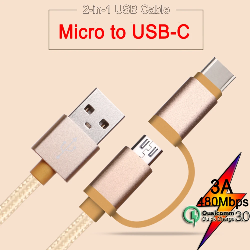 

2 in 1 3 in 1 USB Cable Fast Charging Micro to USB C for Samsung A51 A70 A71 A50 Xiaomi Mi 9 Redmi Note 7 8 9s 5 3in1 USB Cable