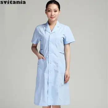 

Svitania Women Nurse's Uniform Pharmacy Dental Hospital Nurse's Work Suit Collar Summer Suit Short Sleeve