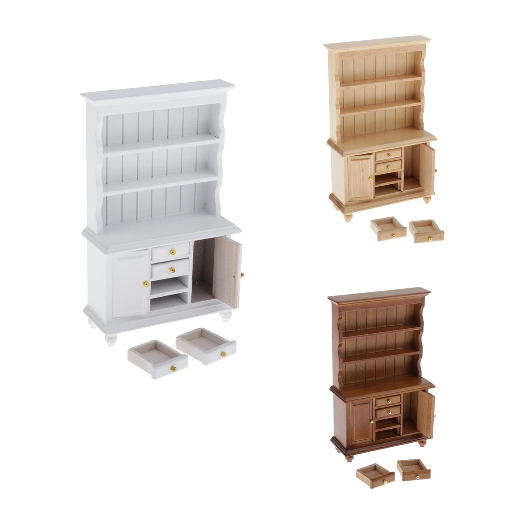 1/12 Multifunctional Cabinet for Doll House Any Rooms Decor, European Style, Handcrafts Collectibles, Kids Pretend Play Toy