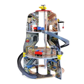 

Children's Three-story Mountain Spiral Car Track Building Blocks Assemblingd Building Wooden Educational Toys For Boys And Girls