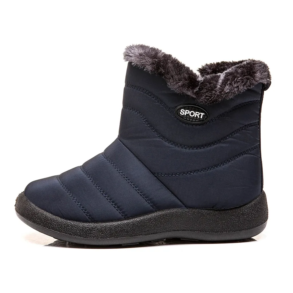 BU KANCOOLD/Большие размеры 35-43, г. Новые зимние сапоги женские непромокаемые сапоги из плюша женские ботинки на молнии сбоку - Цвет: BU