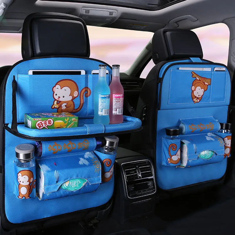 Cartoon Multi-Pocket Car Seat Back Hanging Organizer Universal Auto Pad Cup Storage Holder Bag Car-styling Protector Accessories