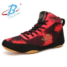 Брендовая боксерская обувь для мужчин, нескользящая спортивная обувь, боксерское снаряжение, унисекс, Боевая обувь, шнуровка, для больших мальчиков, кроссовки для борьбы, женская обувь для борьбы