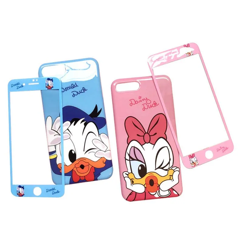 360 Full Cover Cute Cartoon TPU Phone Case Glass Screen Protector for IPhone X XS Max XR 8 7 6 6S Plus Coque Bumper Accessories |