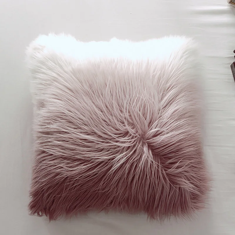 Pink white 50*50 см квадратная Подушка Наволочка декоративные подушки для дивана Осенняя наволочка градиентные диванные подушки из шерсти с сердечником Декор автомобиля - Цвет: Pink white