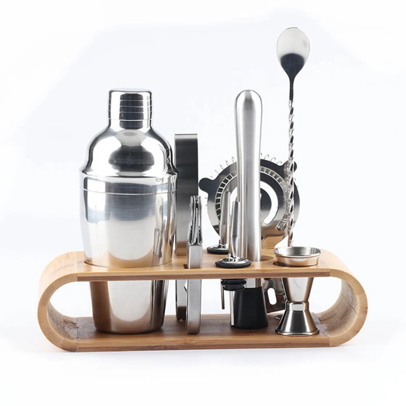 700 ml/750 ml 10 шт./компл. нержавеющей барный коктейль-Шейкер Набор посуды для бара набор шейкеров с бамбуковое основание шкафа инструмент для коктейлей, комплект