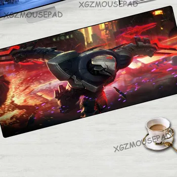 

XGZ Red Gaming Mouse Pad Lock Egde Computer Desk Mat Metal Project Zed Fabric Non-slip Rubber Stripe for Lol Player 900x400mm