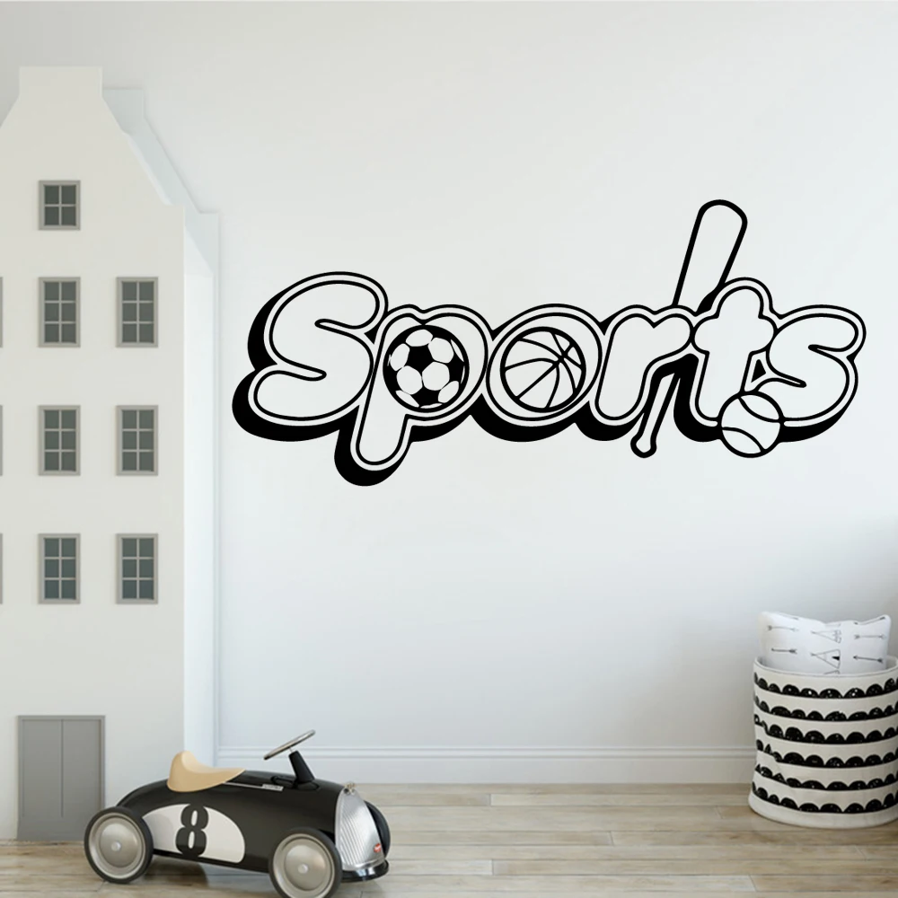 Мультяшные спортивные баскетбольные футбольные бейсбольные наклейки на стену