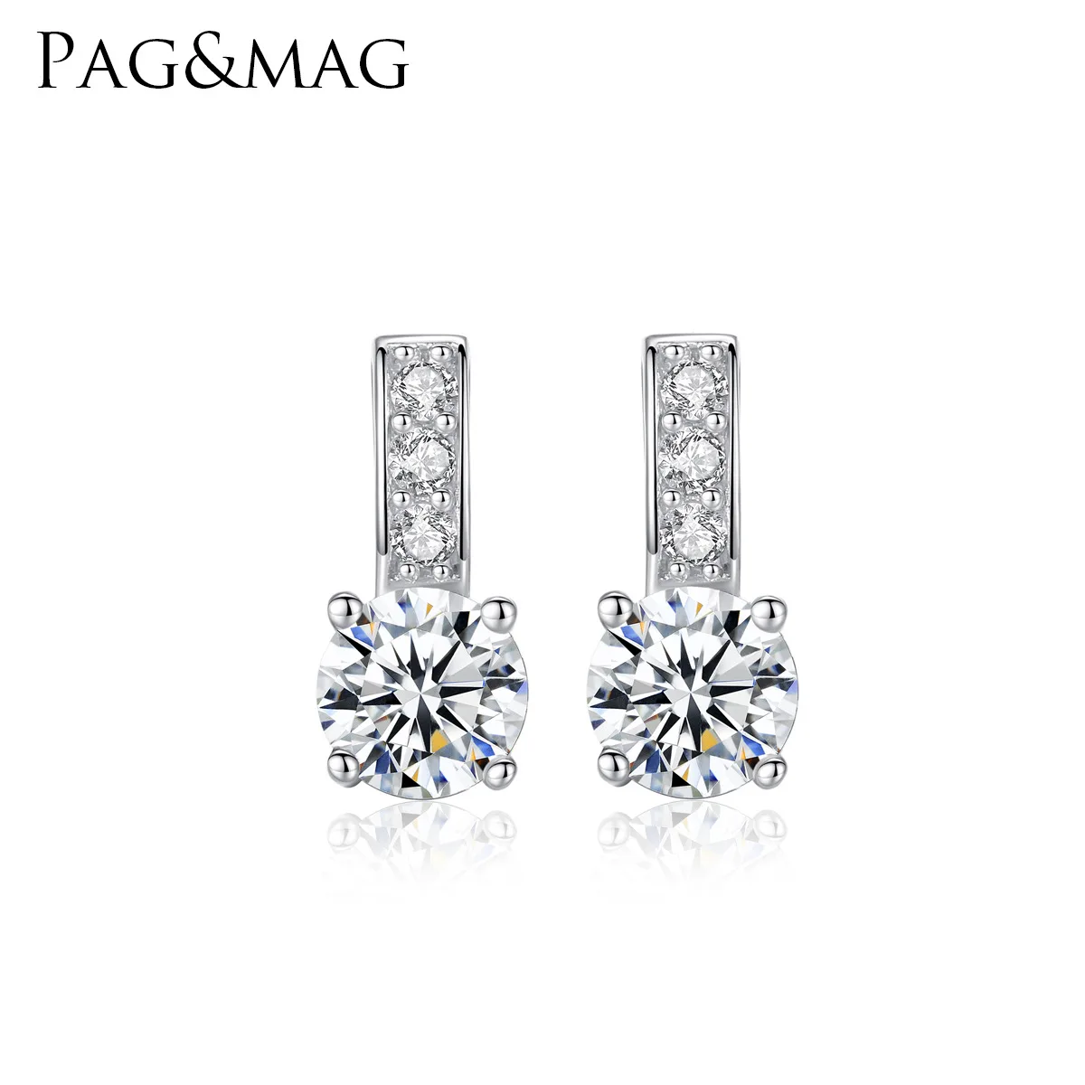 

PAG & Mag S925 Fine Silver Simple Ear Stud Eight Heart Eight Arrows Zircon Inlaid Accessories Se0041