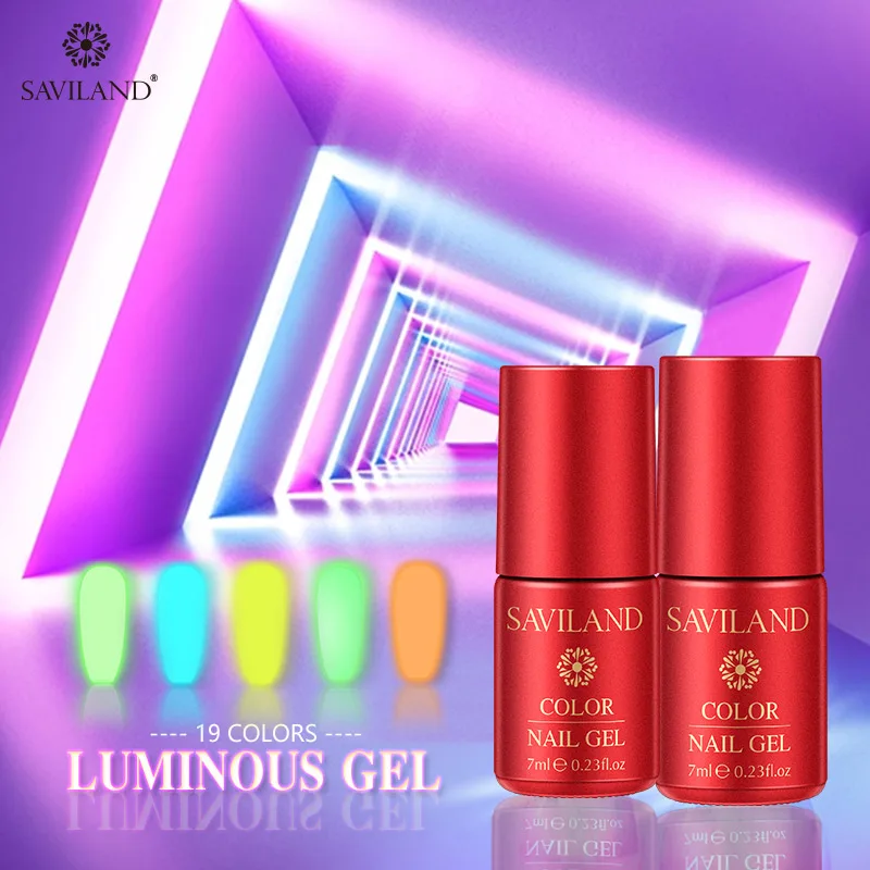 

SAVILAND Fluorescent Gel Varnish Luminous Neon Gel Nail Polish Summer Series Soak Off UV Color Change In Night Gel Lacquer
