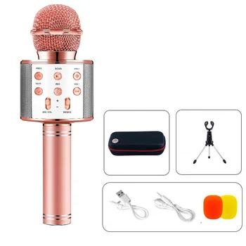 

Bluetooth Karaoke Microphone Wireless Microphone Professiona Speaker Handheld Microfone Player Singing Recorder Mic