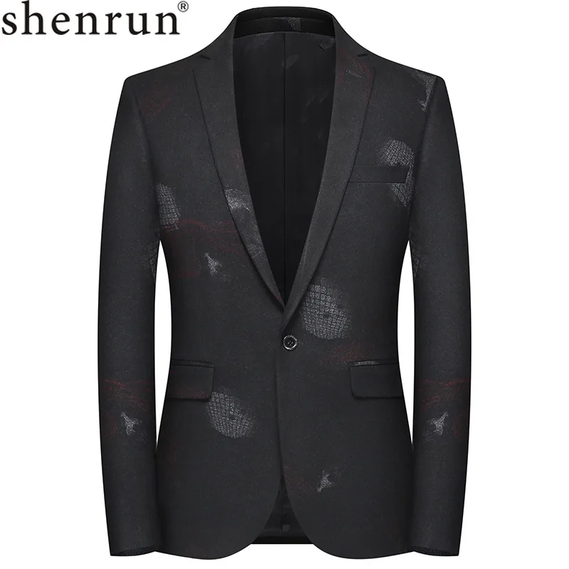 

Shenrun Men Autumn Winter Black Blazer Casual Suit Jacket High Quality Slim Fit Business Party Prom Jackets Fashion One Button