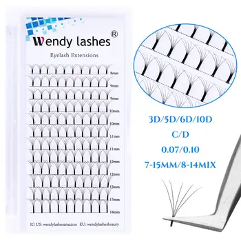 

Fast shipping 12 Lines 9-15 or Mixed 0.07/0.10 mm Premade fan Lashes 3D/5D/6D/10D Pre made Russian Volume Eyelash Extensions