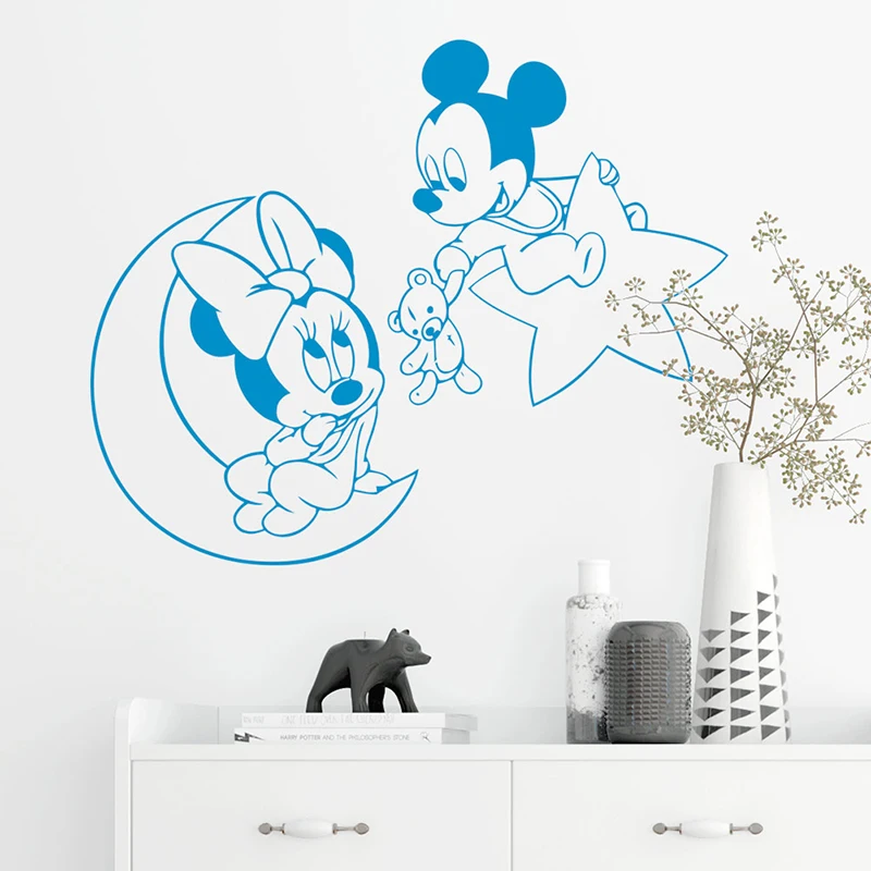 Cartoon Disney Mickey Minnie Mouse Wall Stickers For Home Decor Living Room Kids Room Decoration Vinyl Mural Wall Art DIY Decals Cartoon Disney Mickey Minnie Mouse Wall Stickers For Home Decor Living Room Kids Room Decoration Vinyl Mural Wall Art DIY Decals