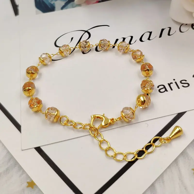 

2019 Hot Sale Korean Bling Flashy Copper Stone Bracelet Gold Silver Heart Beads Love Symbol Women Female Lady AD011-012