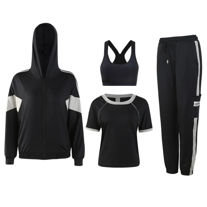 4 piece set B Женская Спортивная одежда для спортзала, 4 шт., набор для йоги, Женская Беговая одежда, спортивный комплект, леггинсы для тренировок, мягкий спортивный бюстгальтер пуш-ап, спортивные костюмы - Цвет: 4 piece set B