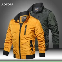 Мужская куртка-бомбер, пальто пилота, мужские бейсбольные куртки, военная ветрозащитная верхняя одежда, однотонная армейская куртка на молнии, Осень-зима, брендовые
