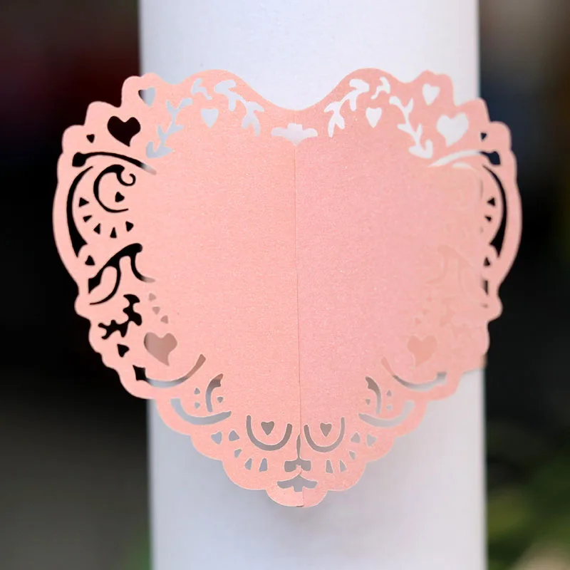 50 шт. бумажные держатели-колечки для салфеток для свадебного украшения вечерние принадлежности обеденный декор для банкетного стола аксессуары - Цвет: Розовый