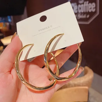 

2020 New Gold Color Big Hoop Earrings for Women Jewelry Brincos Elegant Twist Circle Earrings