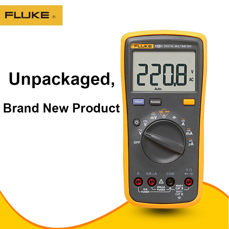 FLUKE 15B+ цифровой мультиметр с автоматическим диапазоном 4000 отсчетов переменного/постоянного тока, измеритель сопротивления тока, измеритель частоты емкости