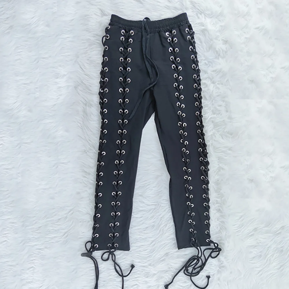 Lace-up Hollow Pants for Women, Eyelet Drawstring, Net Red, High Street Fashion, Wholesale