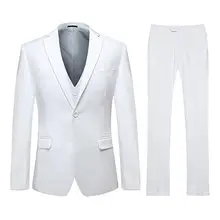 Белый Мужской приталенный костюм из 3 предметов на одной пуговице Блейзер жилет под смокинг и брюки