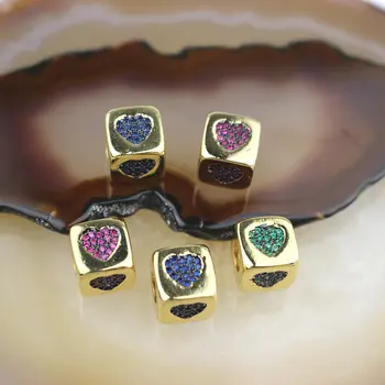 

10pcs Fashion cz bead,plating gold cubic zirconia micro pave charm, cz charm pendant jewelry component wholesale